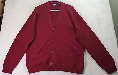 Chaps Cardigan Sweater Mens Large Maroon Cotton Long Sleeve V Neck Button Front • $29.92