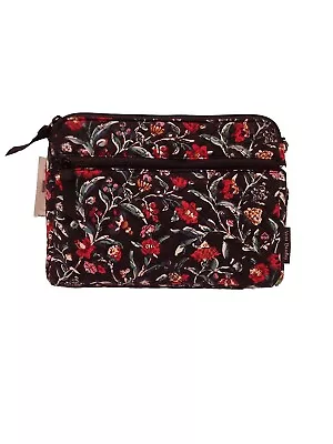 Vera Bradley Triple Compartment Crossbody Perennial Noir Black Red Floral NWT • $55