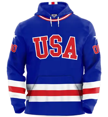 USA Hockey Miracle On Ice 1980 Official Hoodie Customized Youth - Royal • $64.95