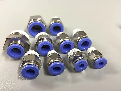 Male Stud Push In Fit Pneumatic Fittings For Air Water Hose Tube 4 6 8 10 12 Mm • £2.05