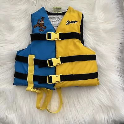 Stearns Scooby Doo Life Jacket Ski Vest 30-50 Ib Kids Life Vest Blue Yellow Surf • $14.95