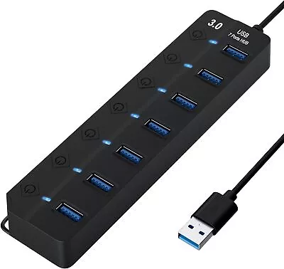 USB Hub 3.0 7 Port USB Hubs Multiple Ports Expansion Splitter Individual On Off • $15.11