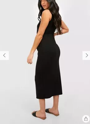 Maternity Midi Jersey Skirt Size 10 Black Boohoo • £3