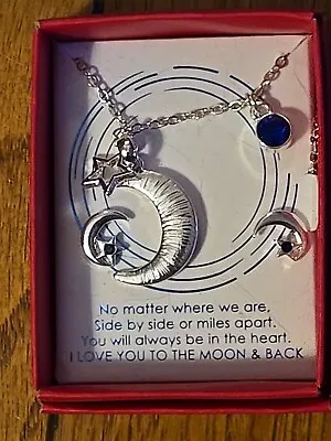 Sterling Silver I Love You To The Moon And Back Pendant Necklace - 18  Earrings  • $0.99