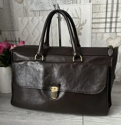 Lovely Genuine Mulberry Brown Leather Weekend Bag  Large Work Bag • £275