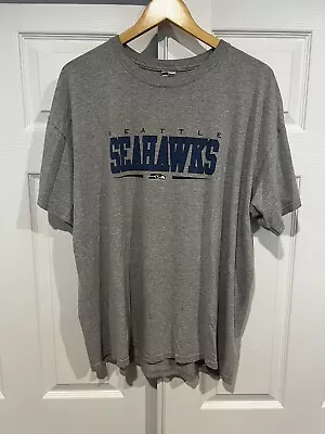 Vintage Seahawks Shirt Large 90s 00s Seattle NFL Football Grey Spell Out • $25