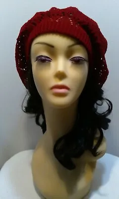 Burgundy Woman Classic Fashion Crochet Beanie Hat Knit Beret Skull Cap Hat • $12.89
