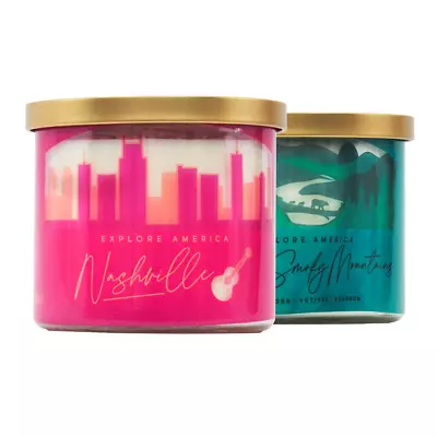 Mainstays 14 Ounce 3 Wick Candles Nashville & Great Smoky Mountains Wraps 2 Pack • $20.87