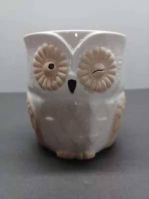 Owl Ceramic Glass Planter Of Owl Winking • $14.99