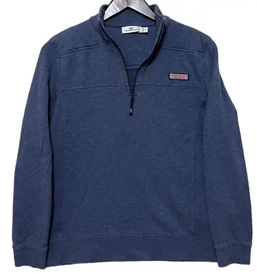 Vineyard Vines Men's 1/4 Zip Long Sleeve Blue Cotton Casual Outdoor Sweater Sz S • $10.12