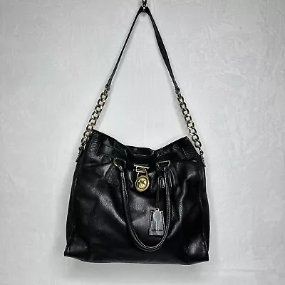 Michael Kors Hamilton Large Saffiano Leather Tote Handbag Black • $55.25