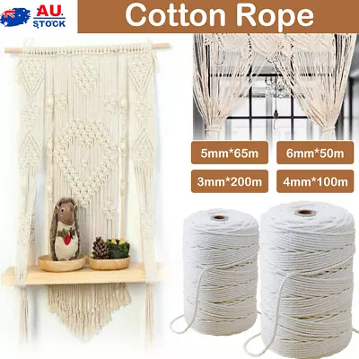 3mm/4mm Natural Cotton Twisted Cord Craft Macrame Artisan Rope Weaving Wire AU • $8.99