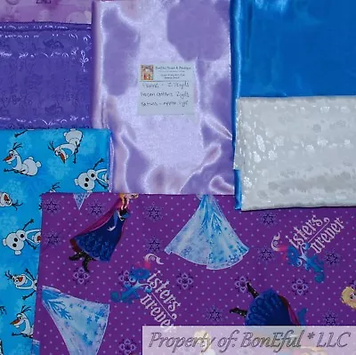 BonEful Fabric COTTON QUILT LOT Scrap BOX Kid Girl Disney Anna Elsa FROZEN Olaf • £25.33