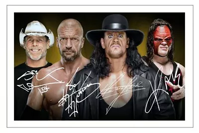 TRIPLE H THE UNDERTAKER KANE & SHAWN MICHAELS Signed PHOTO Print WWE WRESTLING • £3.79