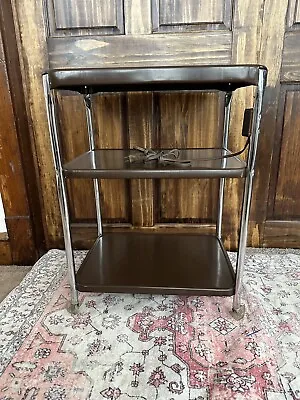 $99 • Buy Vintage Rolling Brown Kitchen Metal Utility Cart Cosco Clean