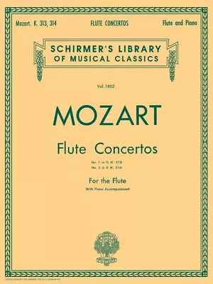 Mozart Flute Concertos Flute And Piano Sheet Music Book NEW 050261850 • $11.95