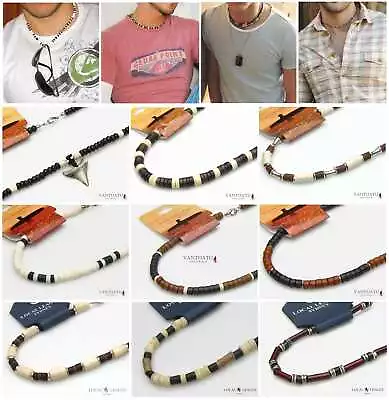 £9.25 • Buy Mens Beaded Surfer NECKLACE Beads Choker Gift Man AUSTRALIAN SPORT WAVE HUNTERS