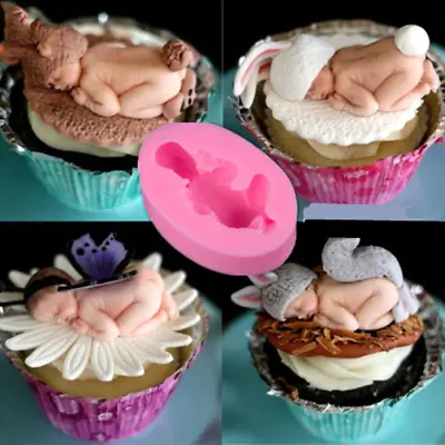 Sleeping Baby New Born Baking Mould Mold Fondant Icing Cake Cupcake Topper M125 • £7.91