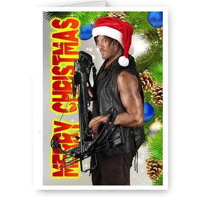 Daryl Dixon Walking Dead TWD A5 Merry Christmas Card With Envelope • £2.99