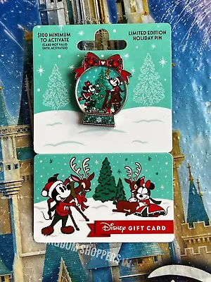 $17.95 • Buy 2022 Disney Parks Happy Holiday Christmas Mickey & Minnie Gift Card & LE Pin GWP