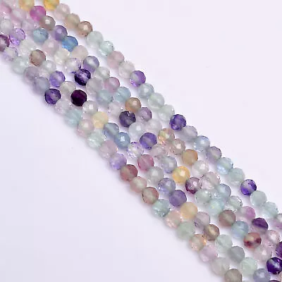 100% Natural Multi Fluorite Gemstone Round Faceted Beads 3 Mm Strand 12.5  XY247 • $6.60