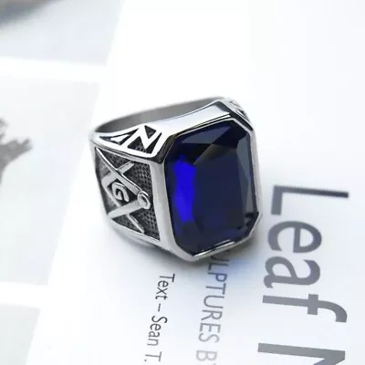 AU Fashion Stainless Steel Ring Men's Vintage Sapphire Titanium Electropla Anime • $23.38