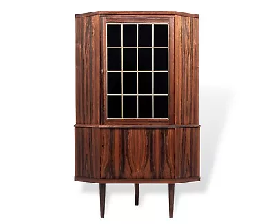 1960s Mid Century Danish Rosewood Corner Bar Cabinet • $2783.75