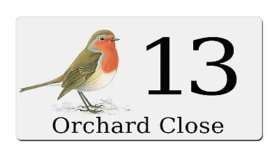 Robin Bird House Number Sign Personalised Door Plaque Home Flat Address • £6.49