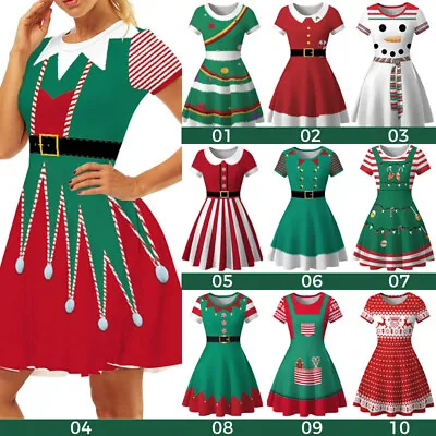 Snowman Christmas Vintage Swing Flare Dress 50s Snowflake Xmas Rockabilly NEW • $25.49