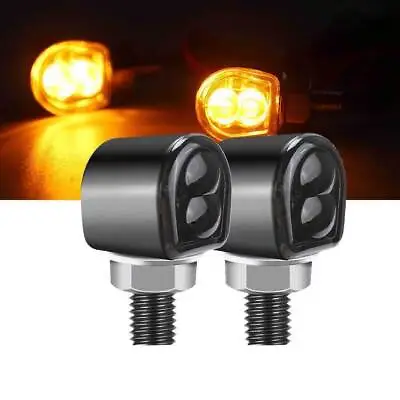 2x Mini Motorcycle LED Turn Signal Blinker Lights Amber For Bobber Cafe Racer • $14.88