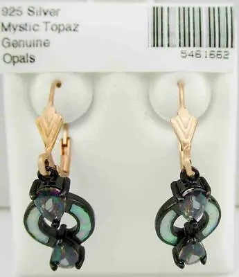 GENUINE OPAL & MYSTIC TOPAZ DANGLING EARRINGS .925 Silver - NEW WITH TAG  • $0.99