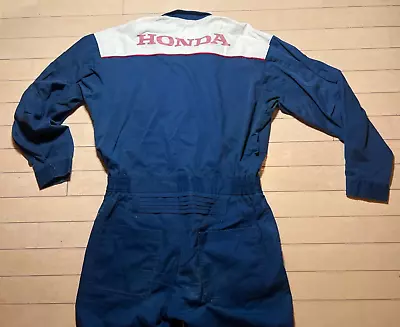 Japanese Vintage Honda Blue White Mechanic Garage Race Car Bike Jumpsuit Kanji L • $70