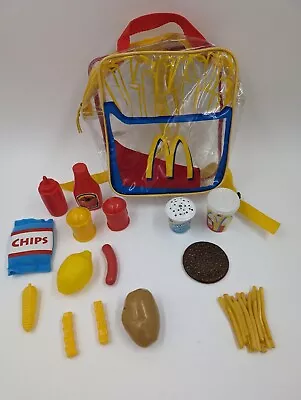 McDonalds Mixed Play Food Set Backpack With Accessories VINTAGE 16 PIECES 2001.  • $32