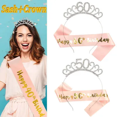 Birthday Crown Sash And Tiara Kit Girls Gifts 16/18/21/30&40/50/60th Birthday • £6.69