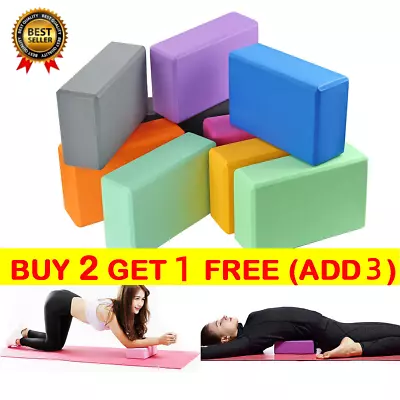 Yoga Block Workout Eva Brick Pilates Foam Foaming Stretch Fitness Exercise Home • £5.79