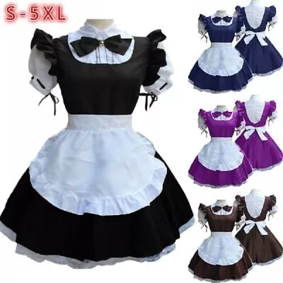 Women Maid Dress Short Sleeve Polyester Doll Collar Plus Size Cosplay Costumes • $63.98