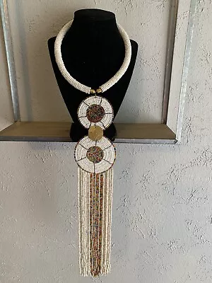 Handmade Maasai/ Masai  Kenyan  Necklace With Glass Beads 15” Long • $35