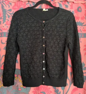 Anthropologie Moth M Black Geometric Cardigan Sweater • $39