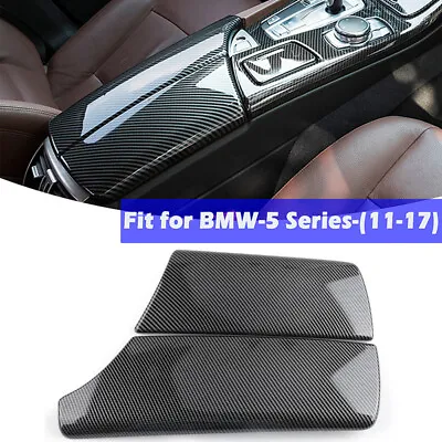 Carbon Fiber Pattern Central Armrest Box Cover Trim For BMW 5 Series F10 2011-16 • $26.99