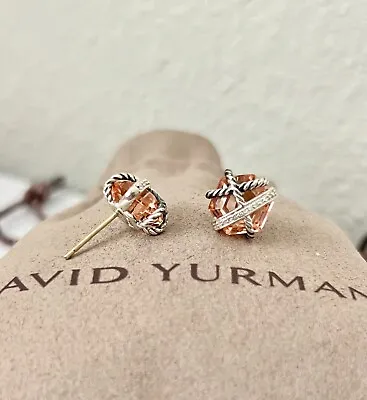 David Yurman Wrap Morganite With Pave Diamonds Cable Vintage Earrings • $325