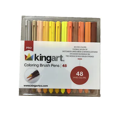 $15 • Buy KINGART PRO Coloring Brush Pen Watercolor Markers, In 48 Vivid Colors With