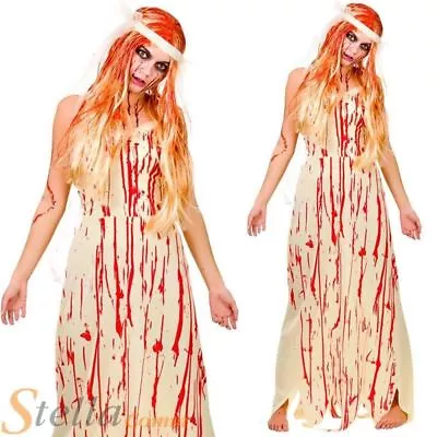 Adult Women's Bloody Bride Prom Girl Zombie Fancy Dress Costume - Small • £7.99