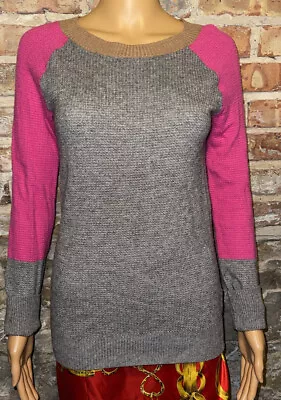 Womens J. Crew Gray Pink Wool Blend Waffle Knit Thermal Sweater XS/S FREE SHIP • $29.99