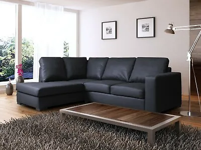 £699 • Buy Corner Sofa Faux Leather Black Sectional Couch Westpoint Left Hand Side