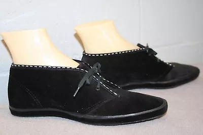 8 N NOS Keds Vtg  70s ANKLE BOOT Black Velvet Velour BOOTIE Shoe Sneaker Flats • $67.43