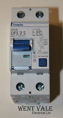 Doepke DFS 2 S 63-2/0.3 - 63a 300mA Double Pole RCCB New • £41.51