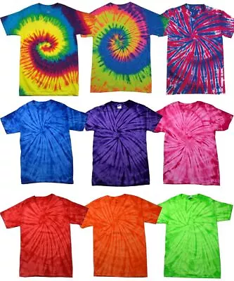 Tie Dye T-Shirt Dyed Top Tye Die Indie Music Festival Vintage Beach Kids Tee • £11.99