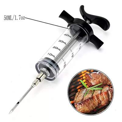 Stainless Steel Spice Syringe Marinade Injector Flavor Syringe Cooking M:da • £7.06