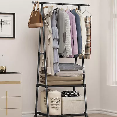 Garment Rack Metal Clothes Rack Large Armoire Storage Portable Closet Shelves • $23.99