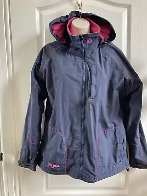 Lazy Jacks Ladies Rain Jacket Coat Hooded Navy Blue/ Pink Size M (or Fit L) • £9.99